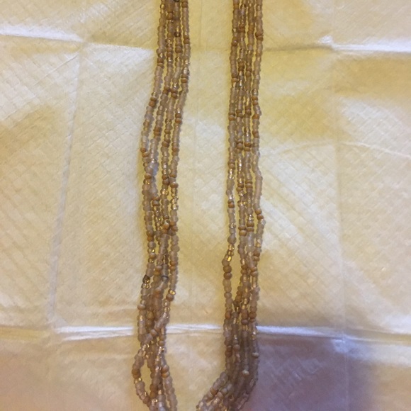 Tan colored glass and sand beaded necklace - Picture 2 of 2